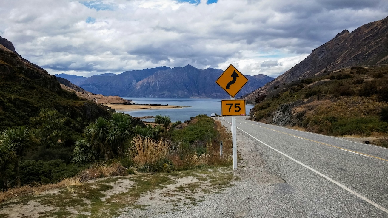 Driving in New Zealand for foreigners on a scenic coastal road